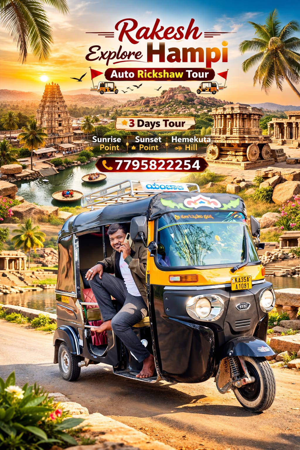 Rakesh Hampi Auto — auto rickshaw tour guide Hampi Karnataka